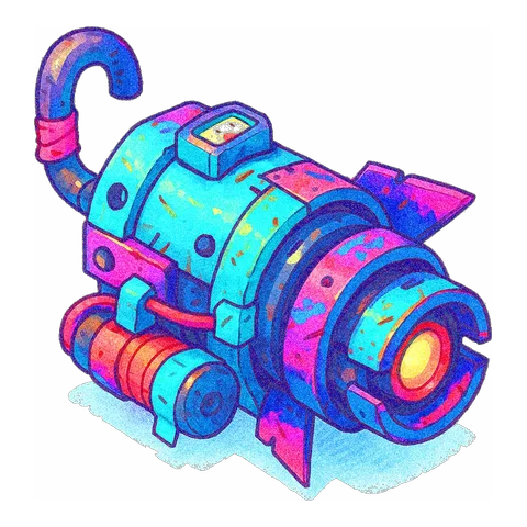 Illustrated cannon machine, standing for launching a marketing campaign