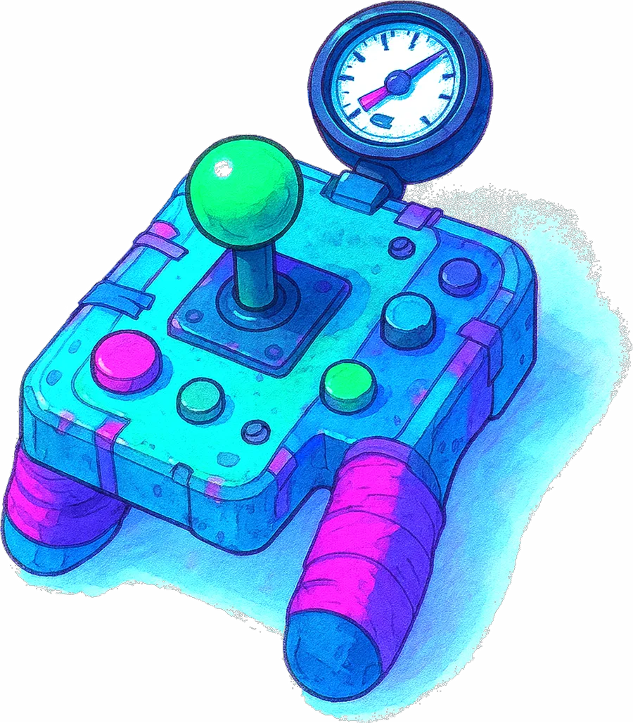 Illustrated control panel machine, standing for a website you can steer