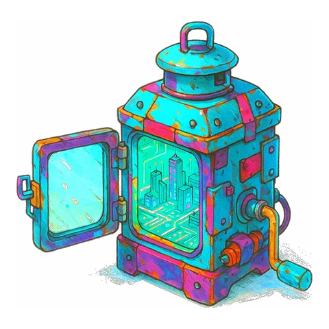 Illustrated lantern machine, standing for managed hosting that keeps the lights on