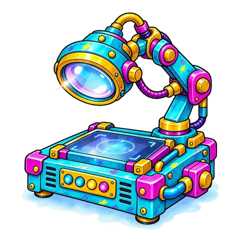 Illustrated magnifying scanner machine, standing for website audits and SEO checks