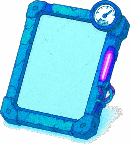 Illustrated tablet machine, standing for tutorials and easy editing