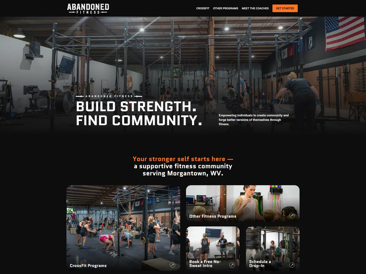 Website homepage designed by Slight Revision for a fitness gym