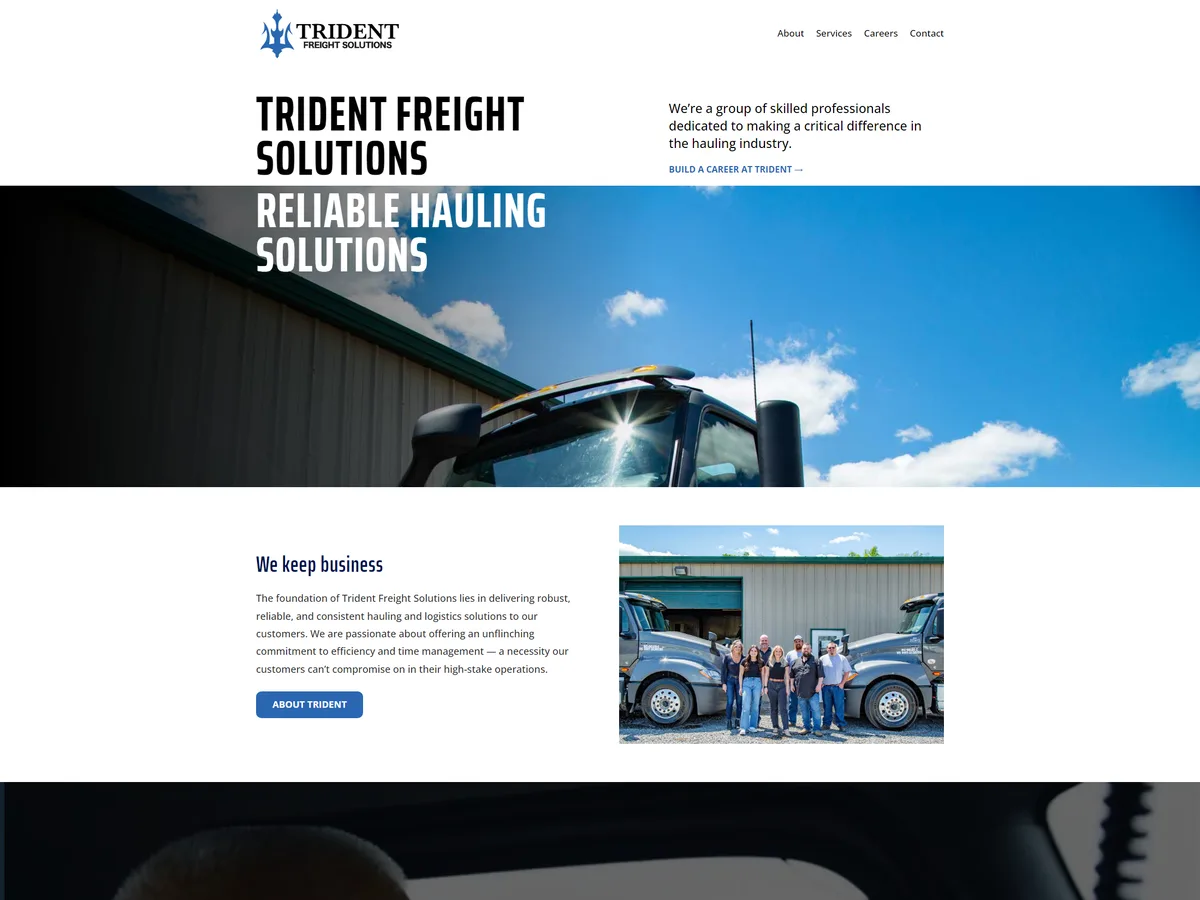 Website homepage designed by Slight Revision for a freight and logistics company