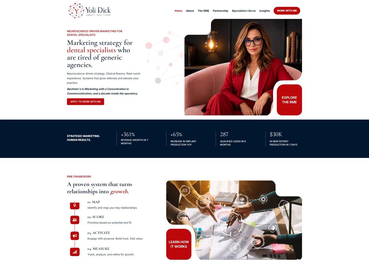 Website homepage designed by Slight Revision for a marketing consultant